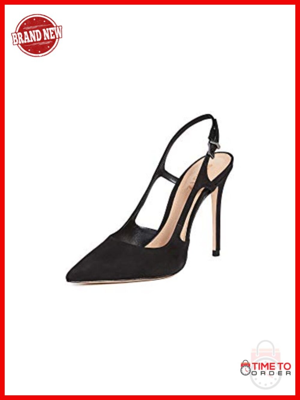 Leather Pointed Toe Slingback Stiletto Heels